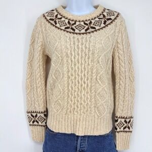 Polo Ralph Lauren Cable‎ Knit Fair Isle Wool Sweater XS Nordic Sample Rare